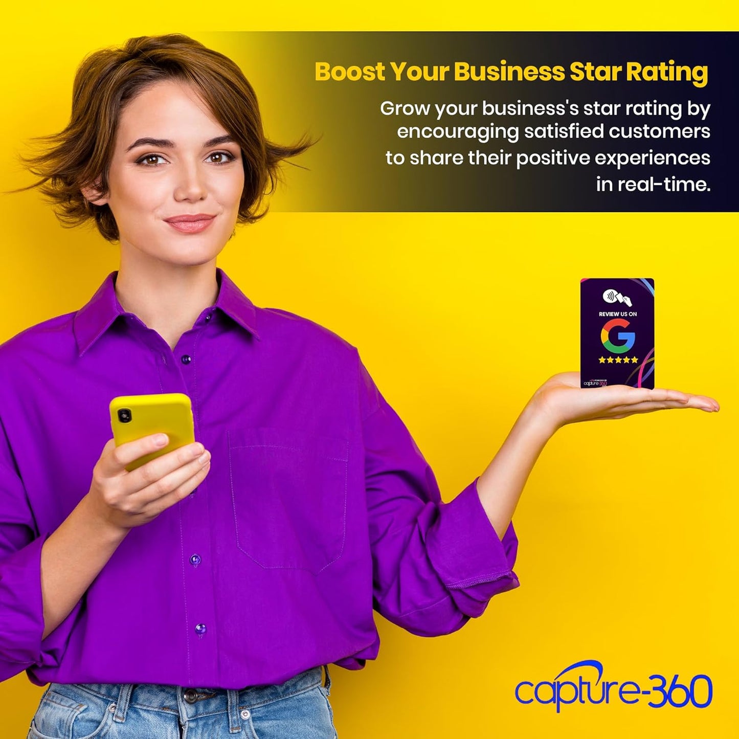 NFC Business Google Review Tap Card, Contactless, Enhances SEO, Saves Time, User-Friendly, Reusable, Boosts Online Presence & Encourages Business Feedback (Purple, 5-Pack Google Cards)