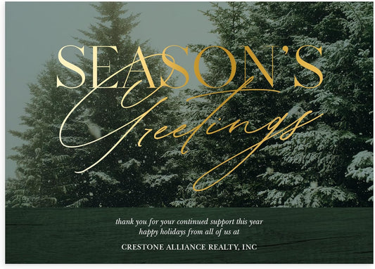 Let's Make Memories Personalized Business Christmas Cards with Envelopes - Premium Quality - 5x7-2025 Holiday Cards & White Envelopes - Snowy Pines - 125 ct