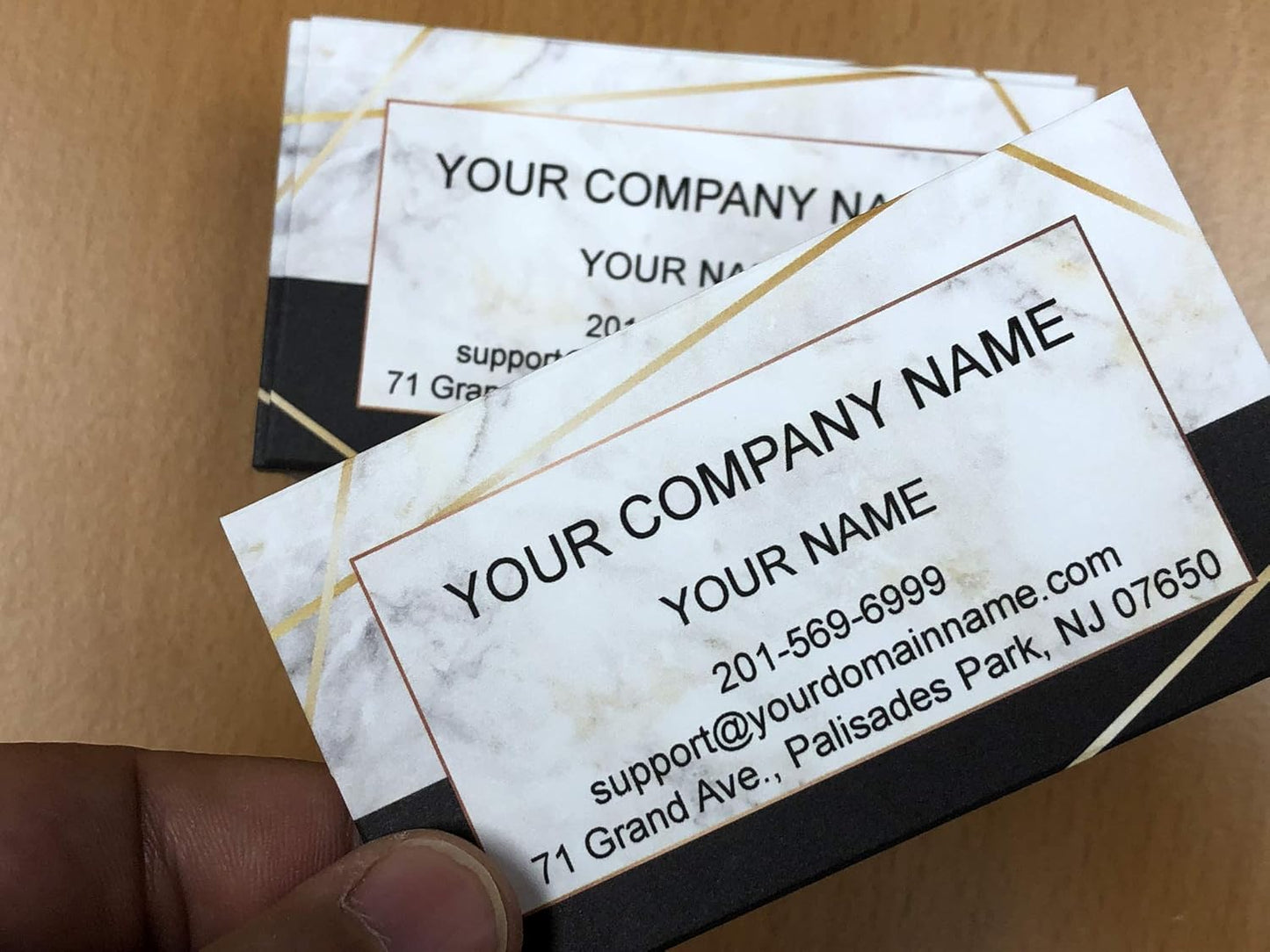 Custom Premium Business Cards 100 pcs Full color - Printed on 16pt(350gsm) or14pt (308gsm) Classic matte paper, Made in The USA (Marble Half)