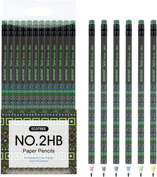 ECOTREE Pencils #2 Pre-Sharpened Pencils for Kids Number 2 Pencil with Erasers for School, Writing, 12 Count