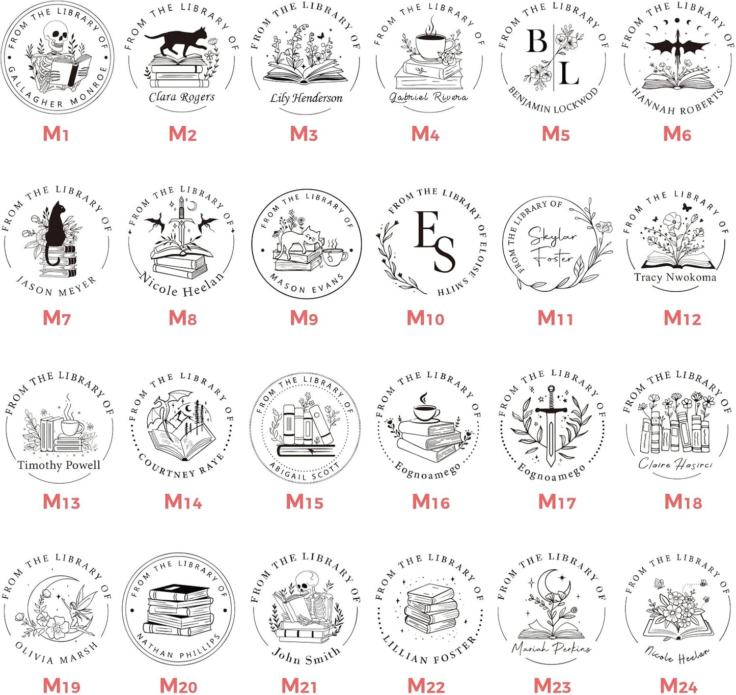 Personalized Book Embosser – Custom Book Stamp for Book Lovers, Libraries, and Gifts, Personalized Embosser with Custom Design (Including Dragon, Cat, Flower, and Other Patterns)