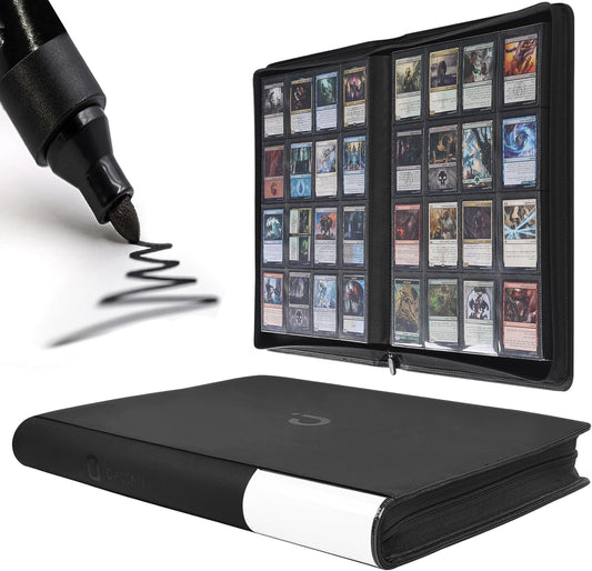 Premium Card Binder 16 Pocket - Fits 1600 Cards，4X4 Ringless Card Album with Sleeves for Trading Cards & Sports Cards（Model C，Classic Black）