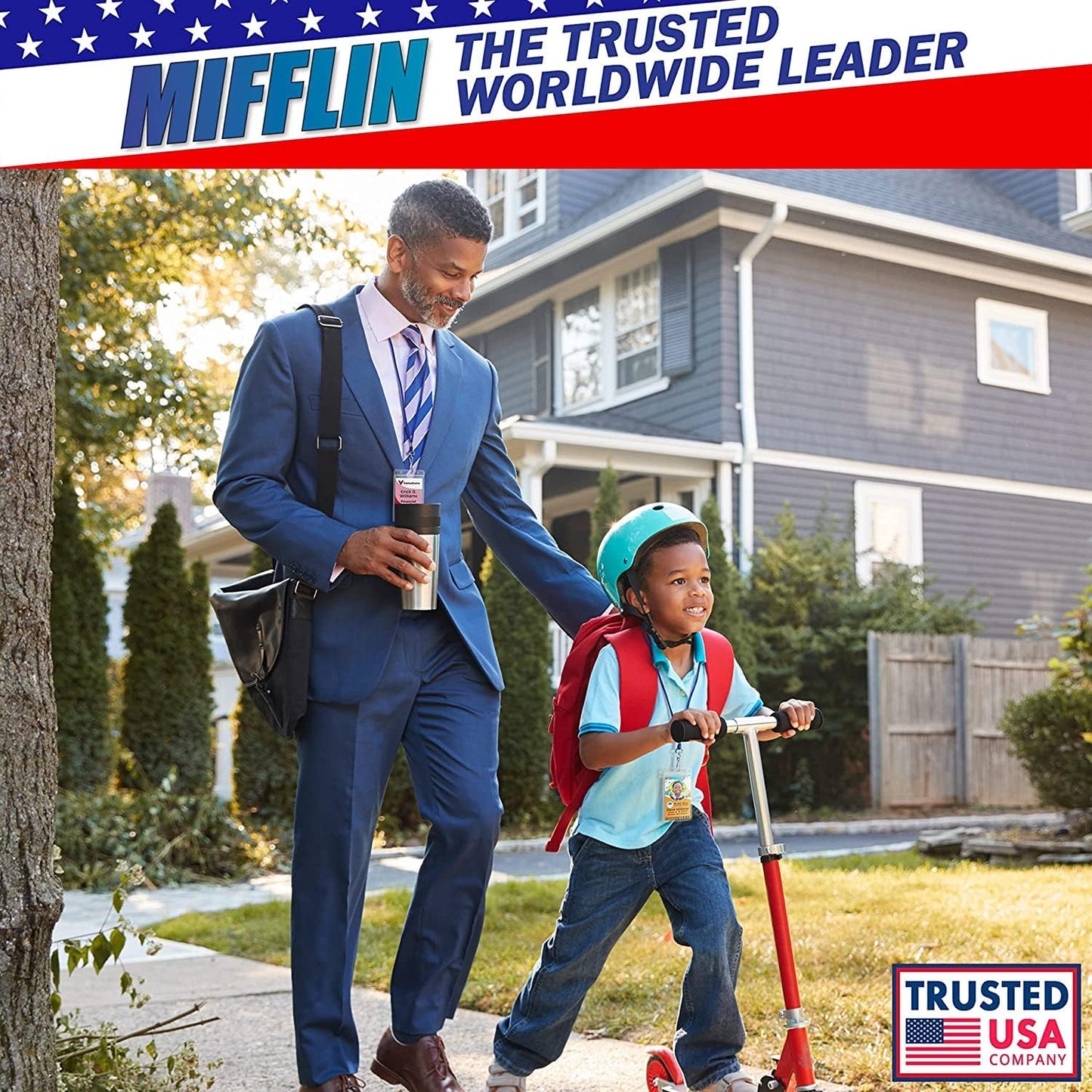 Mifflin-USA Passport & Card Holders (Clear, 4x6 Inches, 50 Pack), Extra Large ID Name Badge Holder, Zipperless Vertical Plastic Card Holders