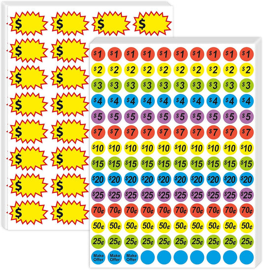 1560 Pcs Removable Garage Sale Price Stickers, 1400pcs Yard Sale Price Stickers & 160pcs Blank Princing Labels, Price Tag for Flea Markets, County Fairs & Retail Use