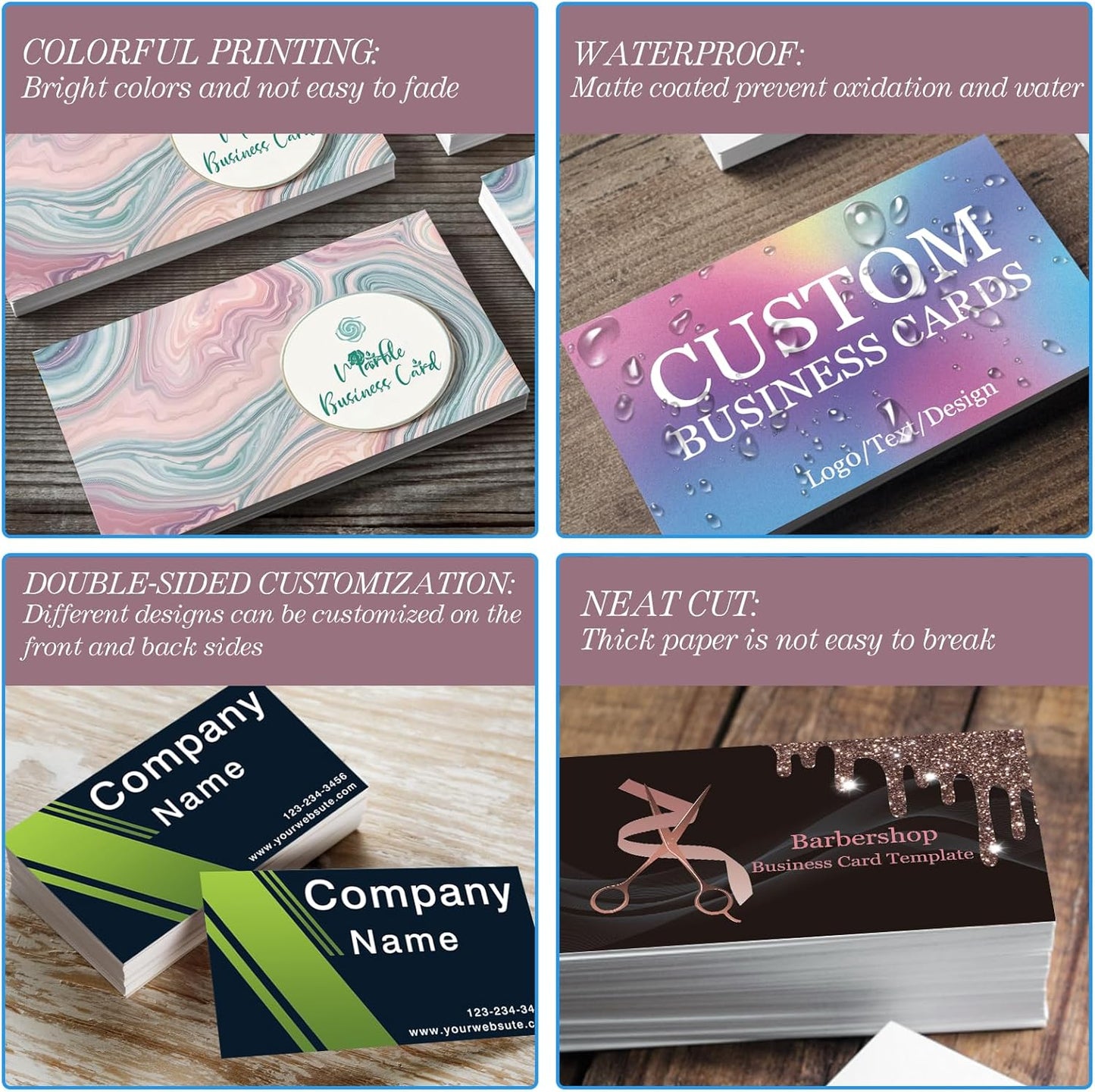 Custom Business Cards Personalized Business Cards with Photo for Small Business Customized with Logo Text 1000 500 200 100 Double Sided Printable Waterproof Business Cards-3.5" x 2",Nails Template