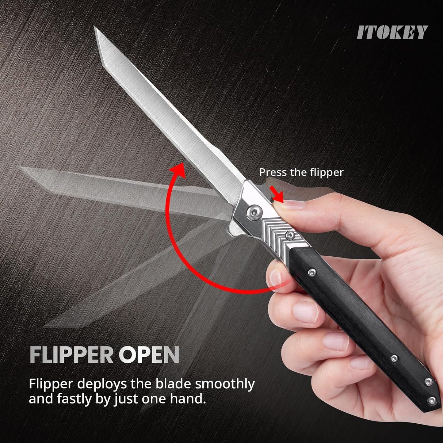 EDC Pocket Knife for Men, Slim Folding Knives with 3.74 inches Tanto Blade, Outdoor Hiking Knife Gifts for Men