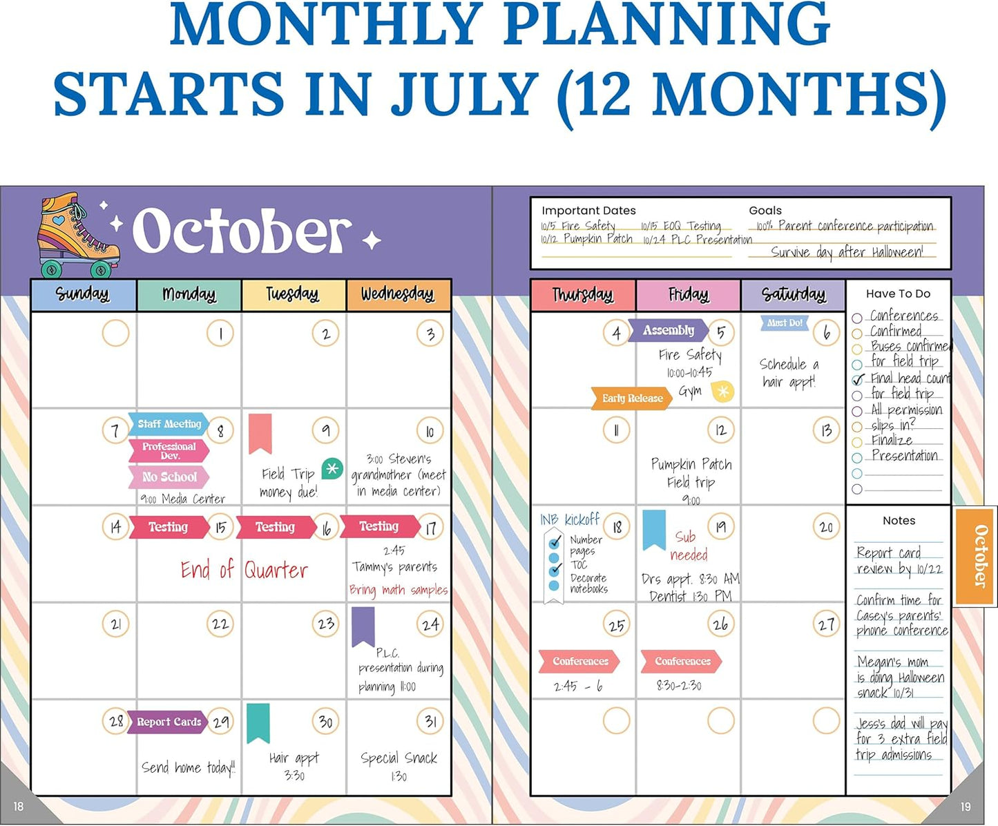 Carson Dellosa Retro Remix Teacher Planner 2025-2026, Undated 8" x 11" Lesson Plan Book With Retro Stickers, Class Schedule, Weekly Calendar, Homeschool & School Supplies, Groovy Classroom Must Haves