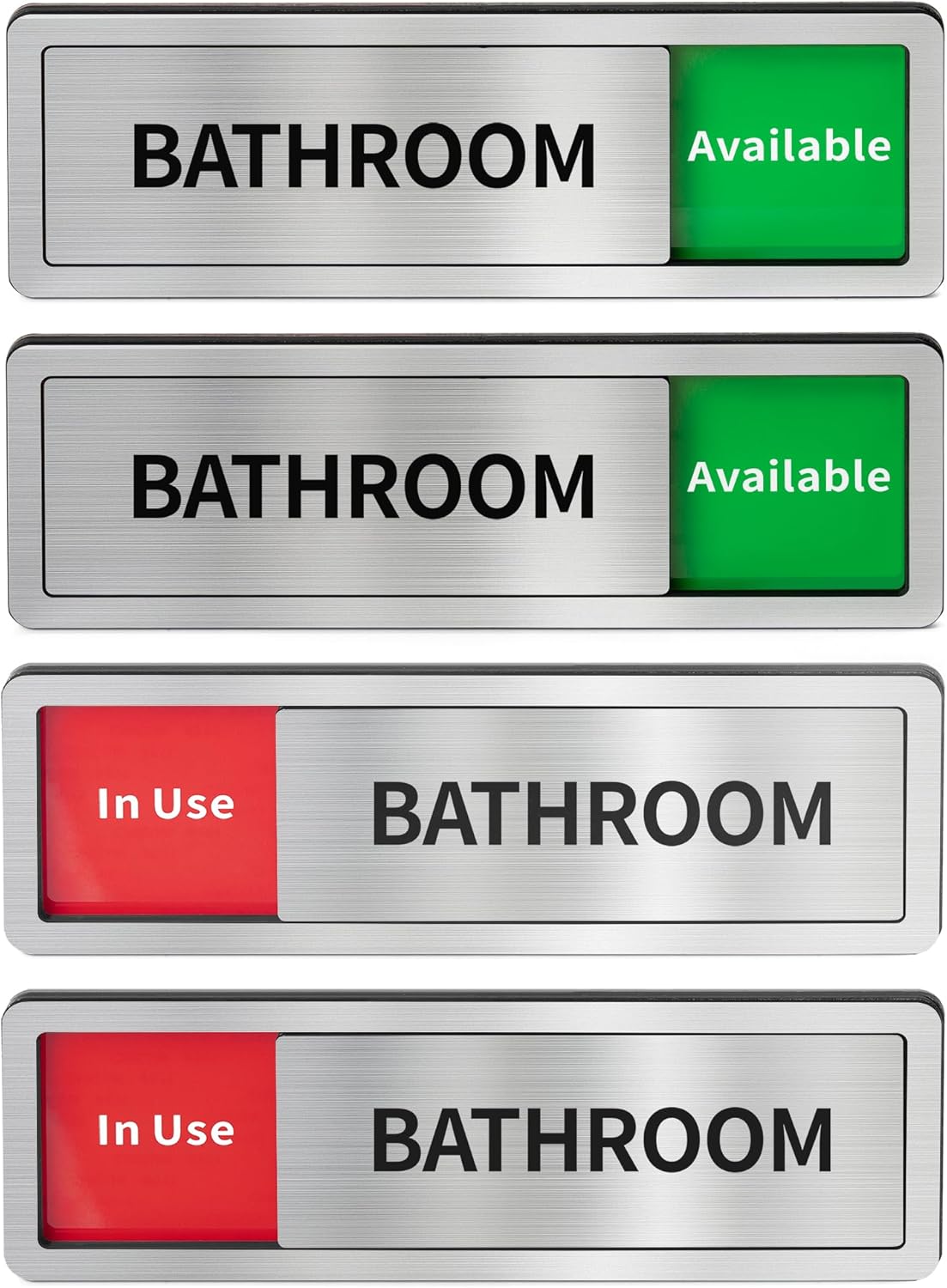 2 Pack Bathroom Door Signs, Restroom Signs for Business, Vacant Occupied Bathroom Sign, In Use/Available Slider Sign for Home Office Or Public Restroom Door, Brushed Silver 8" x 2.6"
