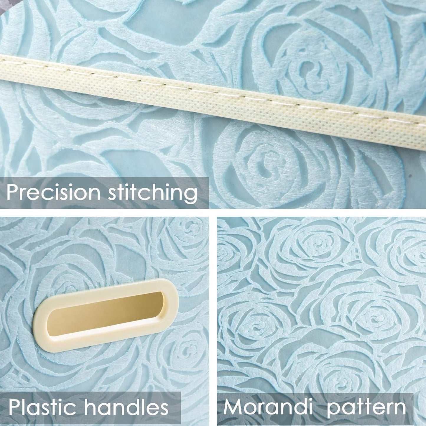 PRANDOM Large Collapsible Storage Boxes with Lids [5-Pack] Fabric Decorative Storage Bins Cubes Organizer Containers Baskets with Cover Handles for Bedroom Closet Nursery Blue 17.5x11.8x11.8 Inch