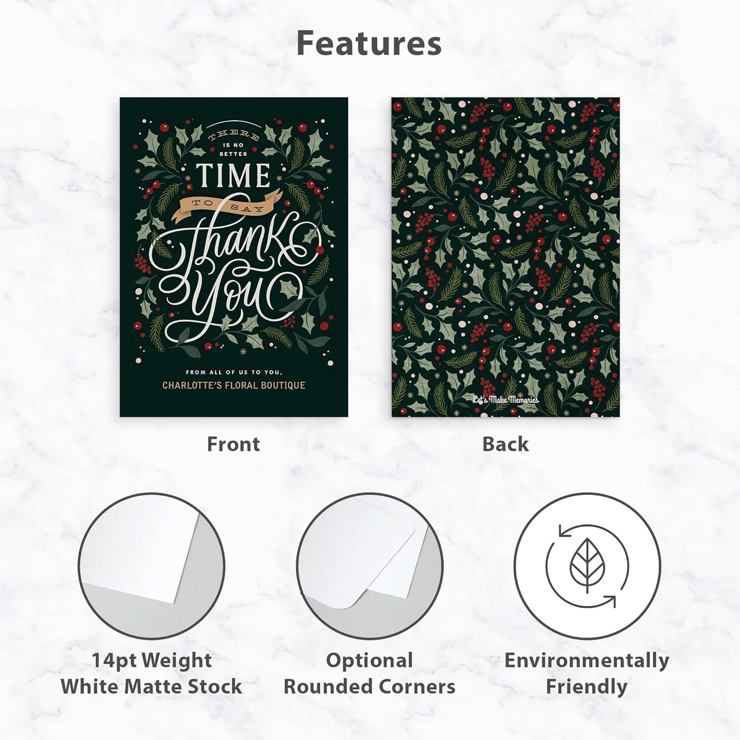 Let's Make Memories Personalized Business Christmas Cards with Envelopes - Premium Quality - 5x7-2025 Holiday Cards & White Envelopes - No Better Time - 75 ct