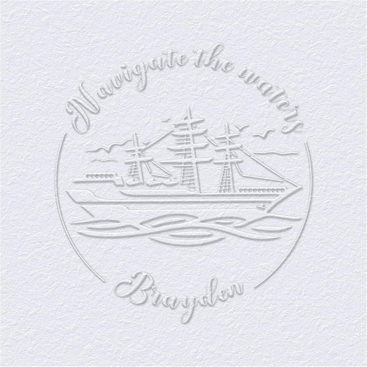 from The Library of Embossers & Stamps Nautical Theme Custom Color Self-Inking Stamp with Your Name & Design Ship Great for Personalizing Books