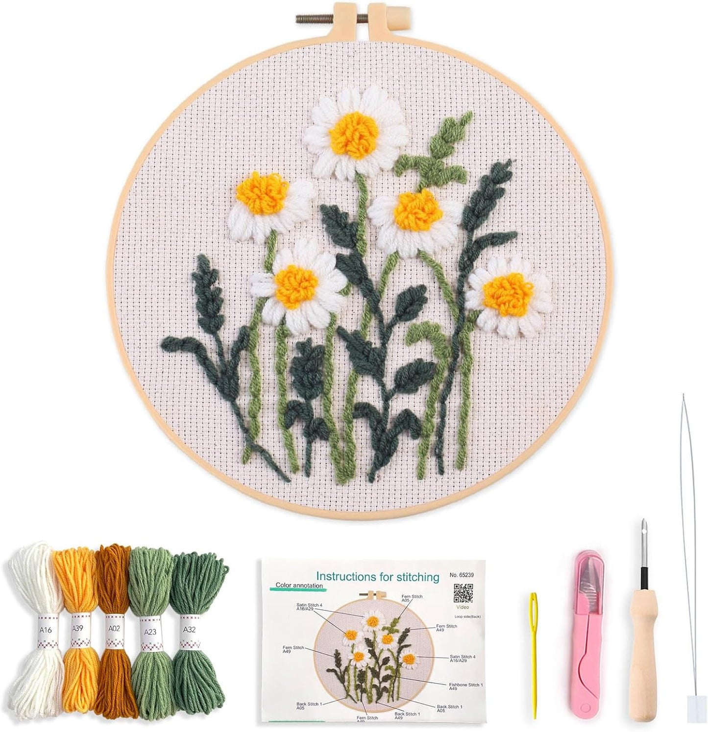 Myfelicity Punch Needle Kit, Punch Needle Kits Adults Beginner, Craft Decoration and Hobbies (Daisy)