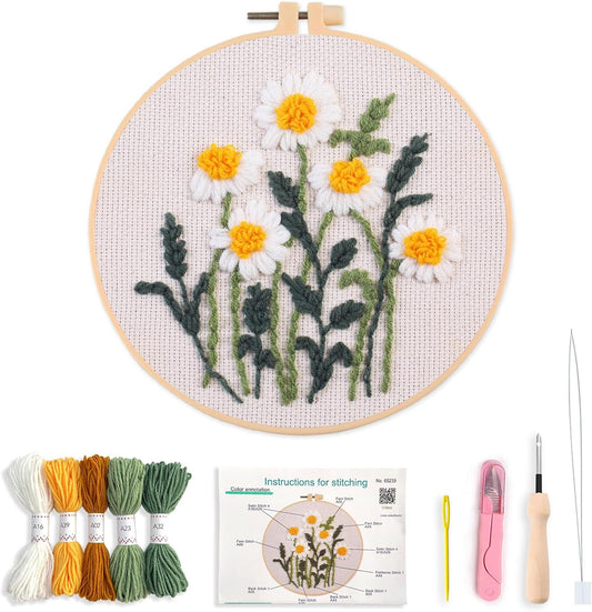 Myfelicity Punch Needle Kit, Punch Needle Kits Adults Beginner, Craft Decoration and Hobbies (Daisy)