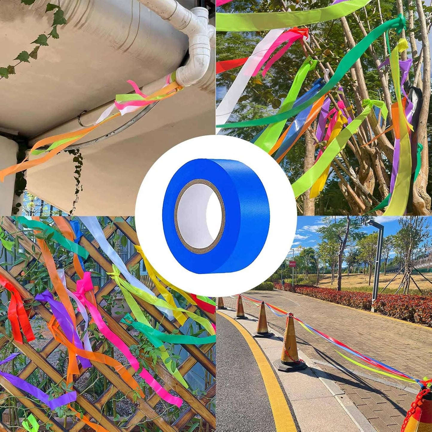 6 Pack Dark Blue Flagging Tape - Non-Adhesive Plastic Ribbon Neon Tape, 1inch*600ft, Tree Marking, Hunting, Boundaries and Hazardous Areas, Trail Marking