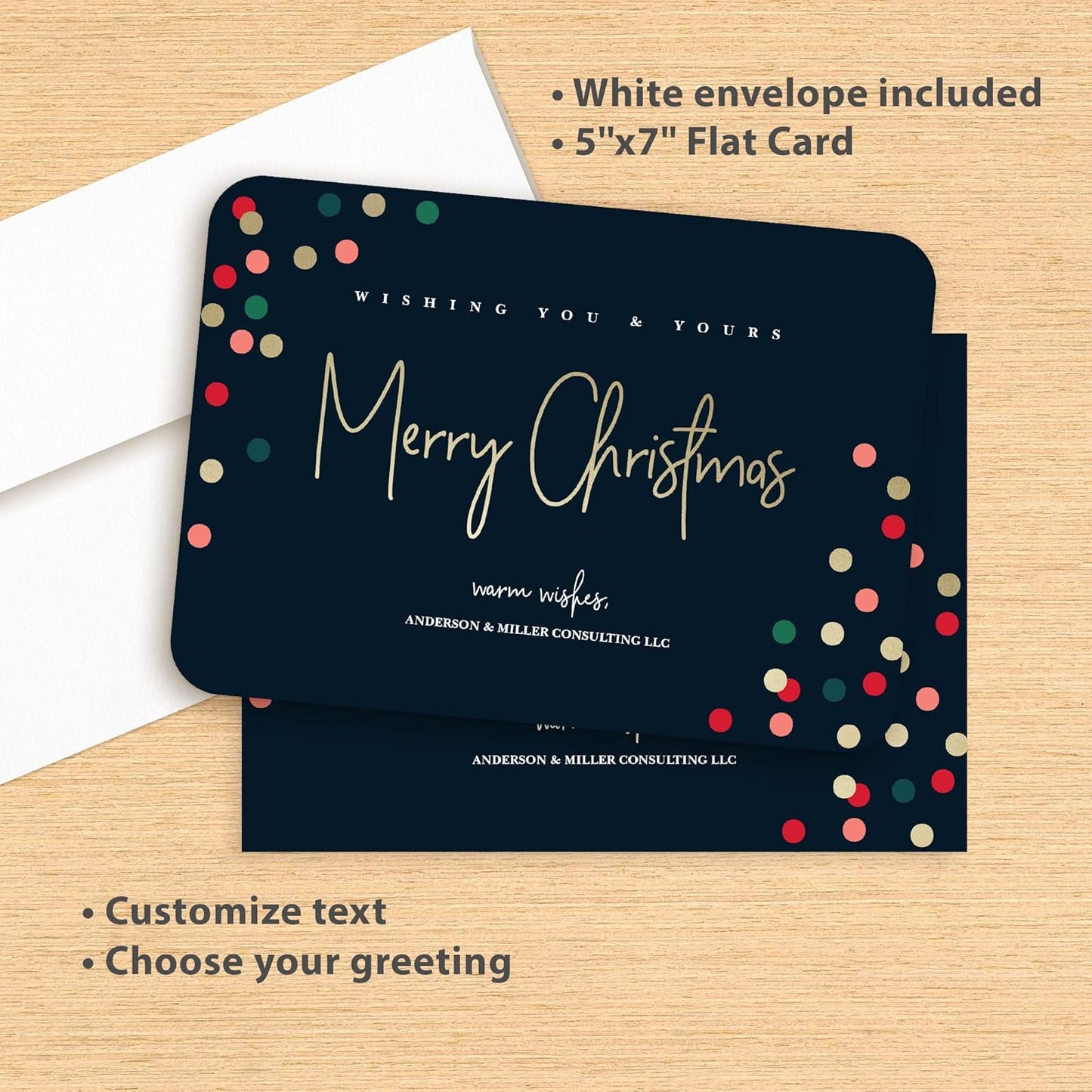 Let's Make Memories Personalized Business Christmas Cards with Envelopes - Premium Quality - 5x7-2025 Holiday Cards & White Envelopes - Festive Lights - 250 ct