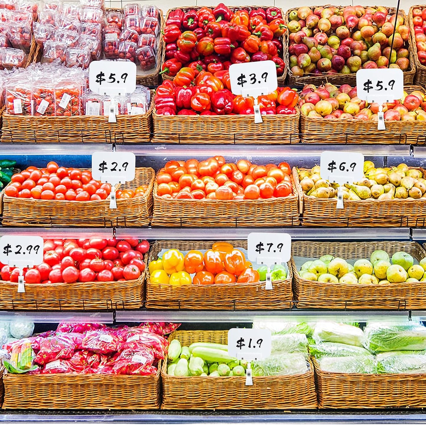 Mlici Mini Plastic Chalkboard Sign with Clip, 8 Pack Small Dry Erase Whiteboard 5.8 x 4.1 Inch - Double Sided Reusable Message Board for Kids, Classroom, Supermarket, Party - for Liquid Chalk Markers