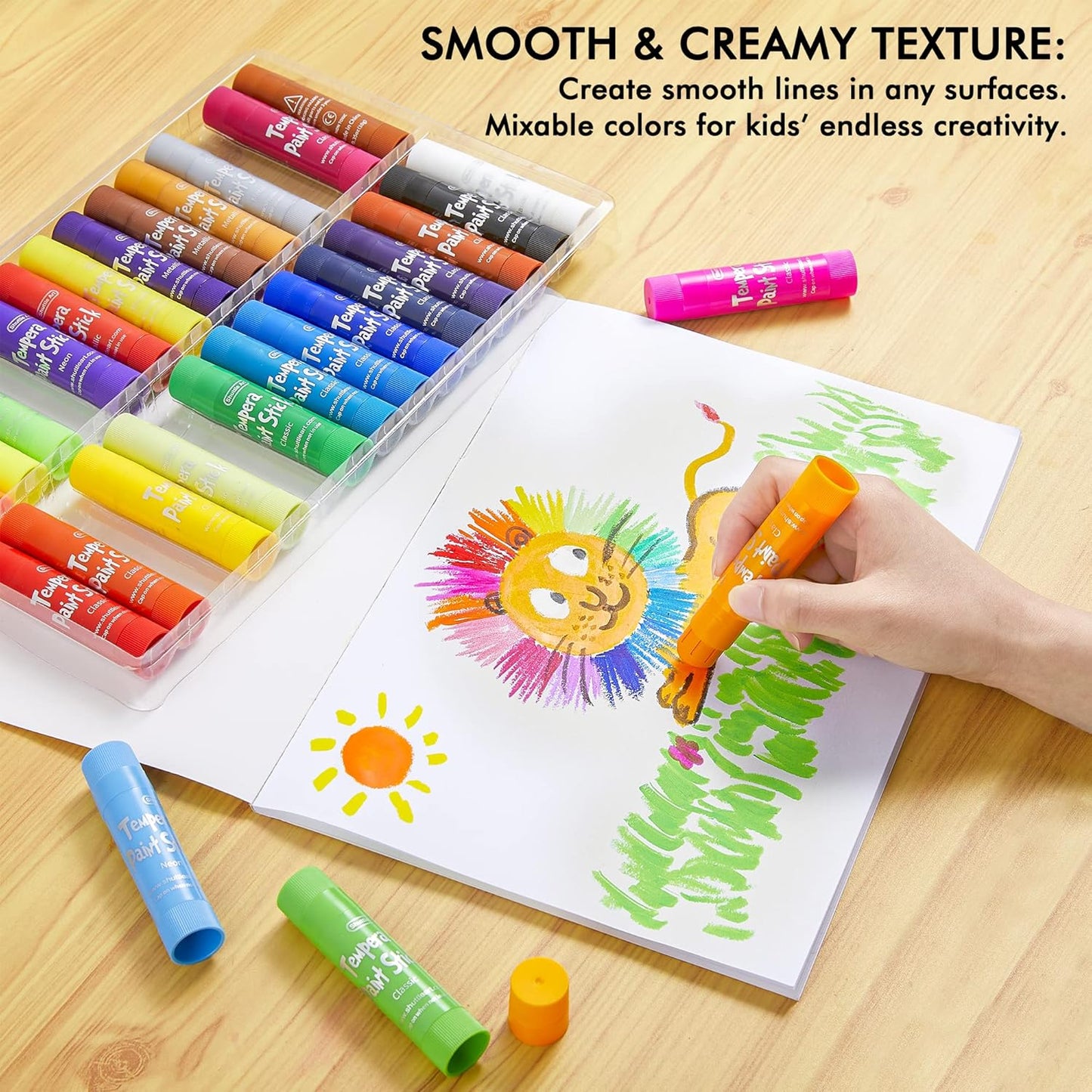Shuttle Art Tempera Paint Sticks - 30 Solid Colours - Quick Drying - Works Great on Paper, Wood, Glass, Ceramic, Canvas