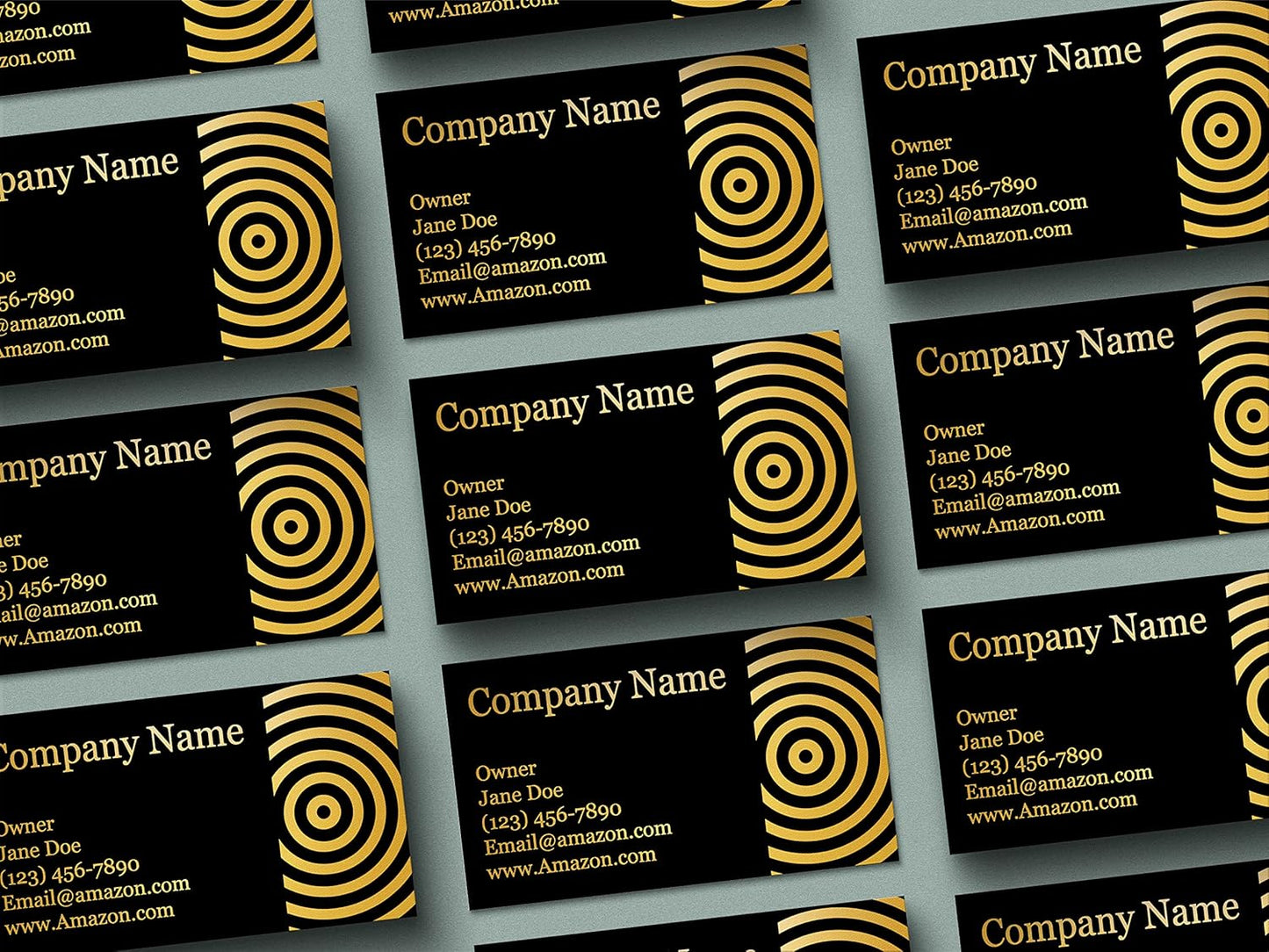 Personalized Gold Foil Black Business Cards 100 Pack - 3.5" x 2" Cards - 14 PT Thick Sturdy Cards - Unique Shiny Gold Foil - Made in the U.S.A. (Gold Swirl)