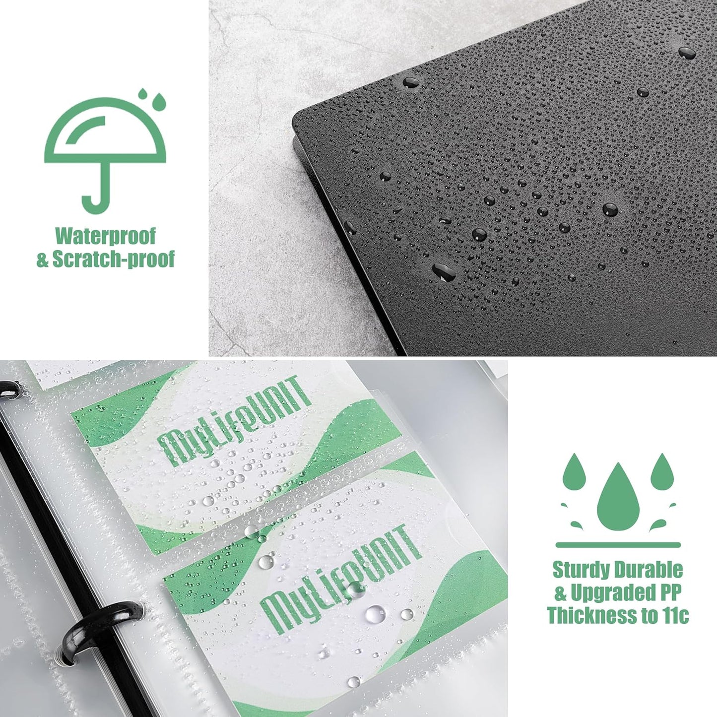 MyLifeUNIT Business Card Book, Name Card Holder Book with 600 Business Cards Capacity, Credit Card Book File Storage (Black)