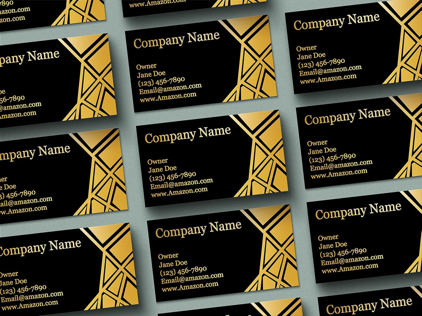 Personalized Gold Foil Black Business Cards 100 Pack - 3.5" x 2" Cards - 14 PT Thick Sturdy Cards - Unique Shiny Gold Foil - Made in the U.S.A. (Gold Geometric)