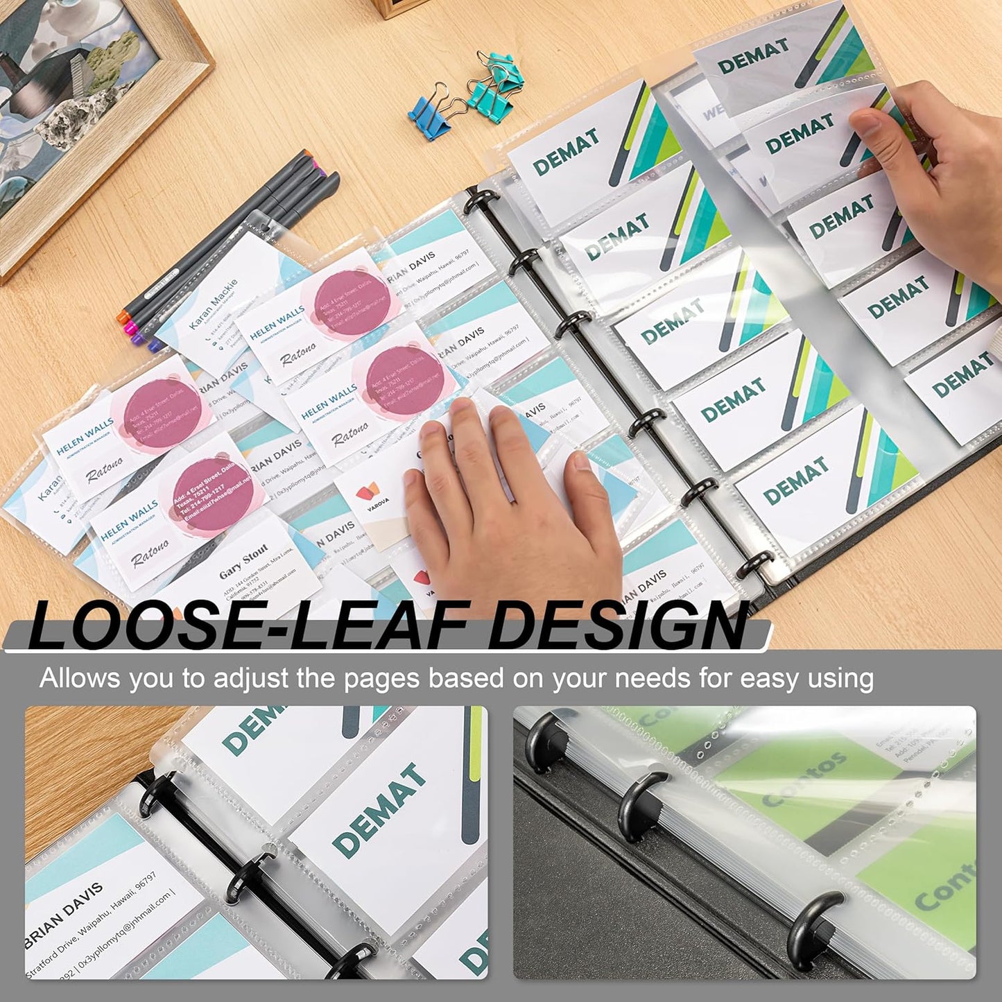 MyLifeUNIT Business Card Book, Name Card Holder Book with 600 Business Cards Capacity, Credit Card Book File Storage (Grey)