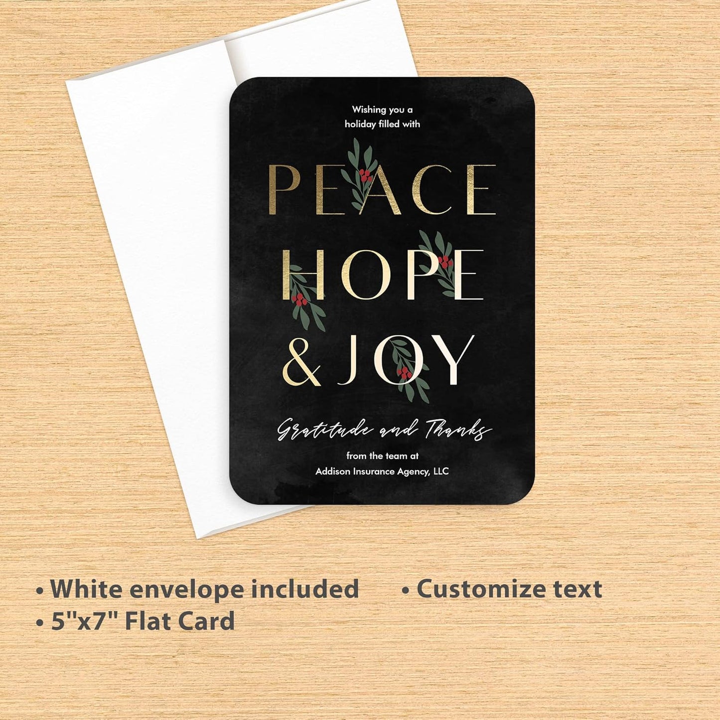 Let's Make Memories Personalized Business Christmas Cards with Envelopes - Premium Quality - 5x7-2025 Holiday Cards & White Envelopes - Peace, Hope & Joy - 75 ct
