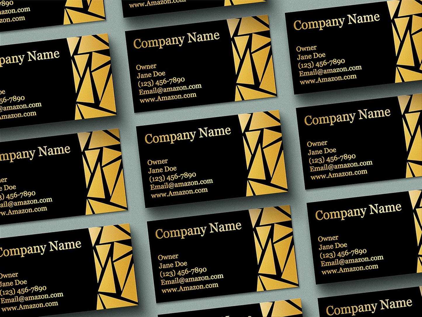 Personalized Gold Foil Black Business Cards 100 Pack - 3.5" x 2" Cards - 14 PT Thick Sturdy Cards - Unique Shiny Gold Foil - Made in the U.S.A. (Gold Shattered)