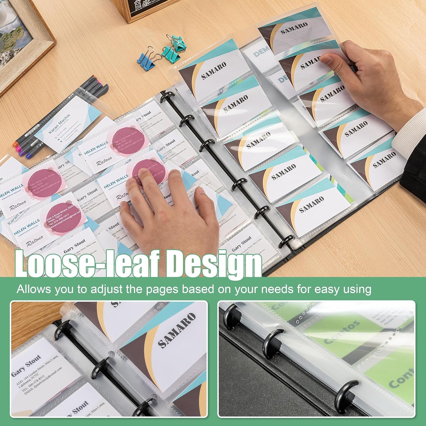 MyLifeUNIT Business Card Book, Name Card Holder Book with 600 Business Cards Capacity, Credit Card Book File Storage (Black)