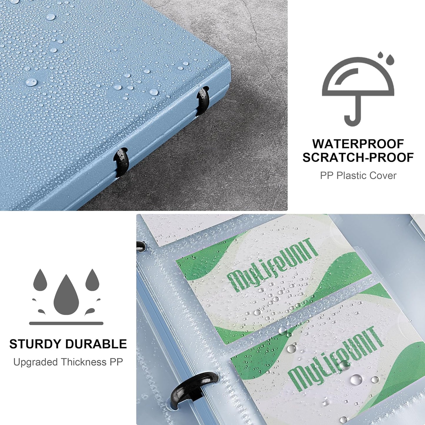 MyLifeUNIT Business Card Book, Name Card Holder Book with 600 Business Cards Capacity, Credit Card Book File Storage (Light Blue)