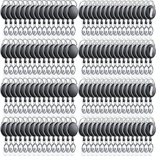 Laumoi 230 Packs Retractable ID Badge Holder Name ID Badge Reel Clips Keychain with Belt Clip and Key Ring for Office Worker Doctor Nurse Employee (Black)