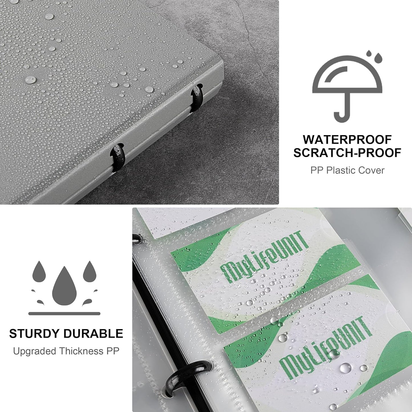 MyLifeUNIT Business Card Book, Name Card Holder Book with 600 Business Cards Capacity, Credit Card Book File Storage (Grey)