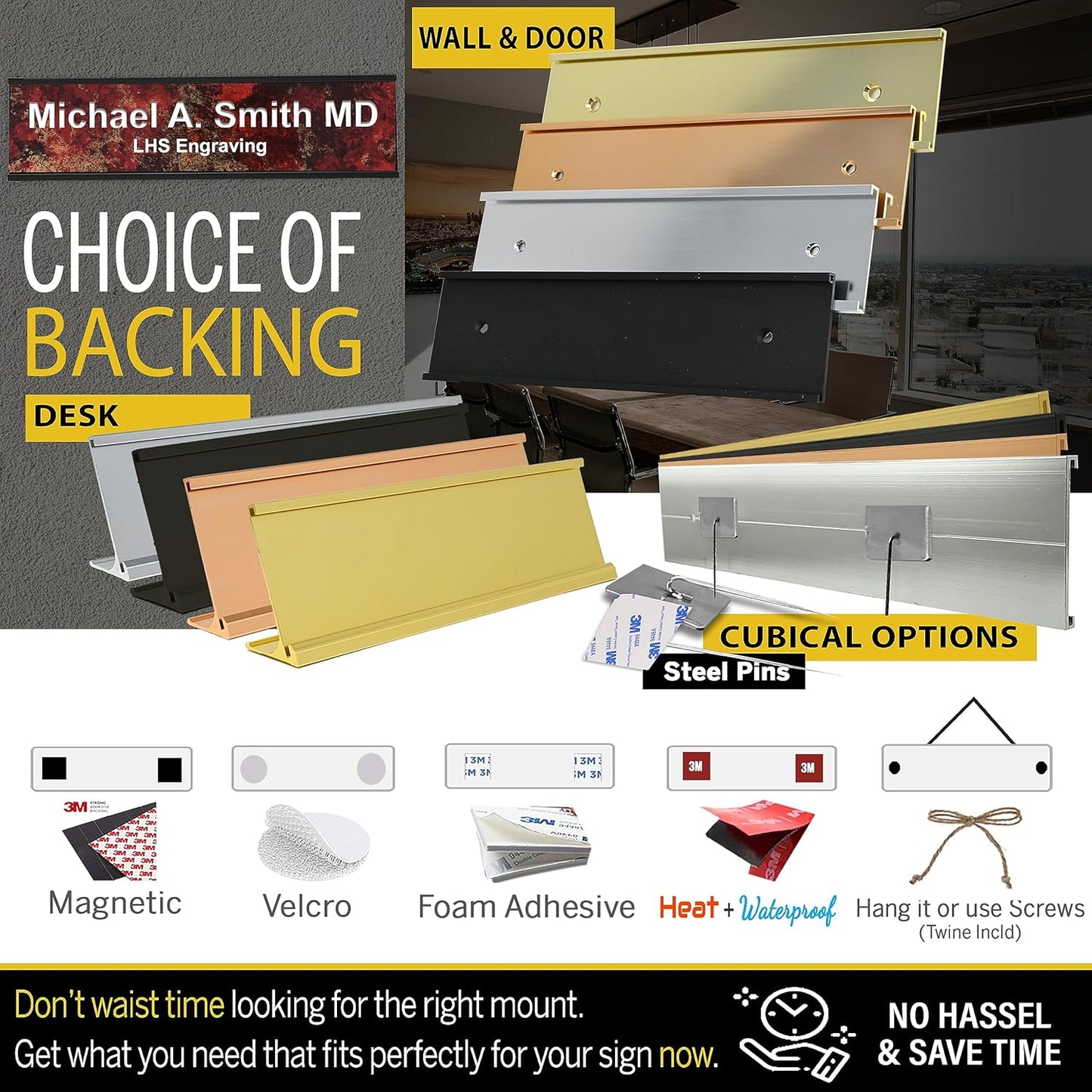 Engraved Door Signs for Office Personalized Red Plastic Door Plaque White Letters - Made in USA 2x8 B7