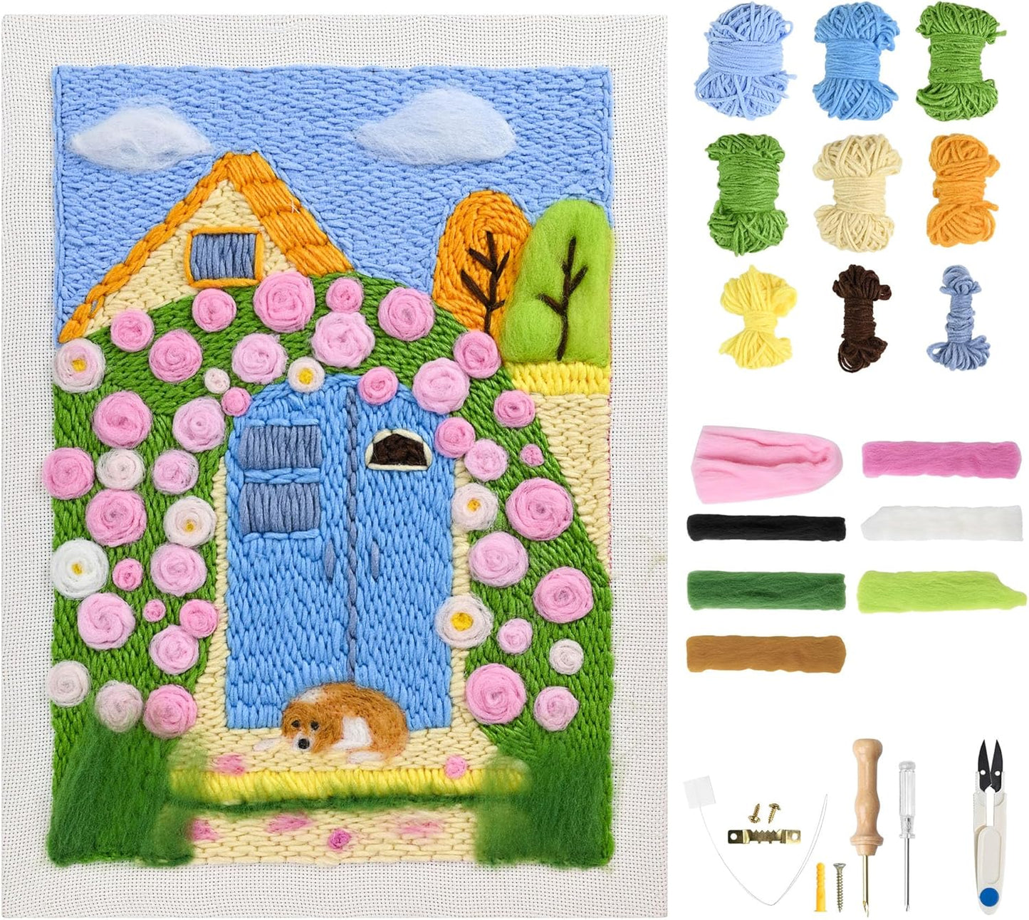 clberni Punch Needle Kit, Punch Needle Embroidery kit, Needlepoint Kits for Adults