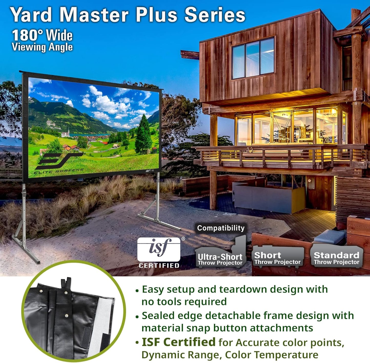 Elite Screens Yard Master Plus, 120-INCH 16:9 Height Setting Adjustable Portable Projector Screen, 4K HD Outdoor Indoor Movie Theater Front Projection, US Based Company 2-YEAR WARRANTY, OMS120H2PLUS