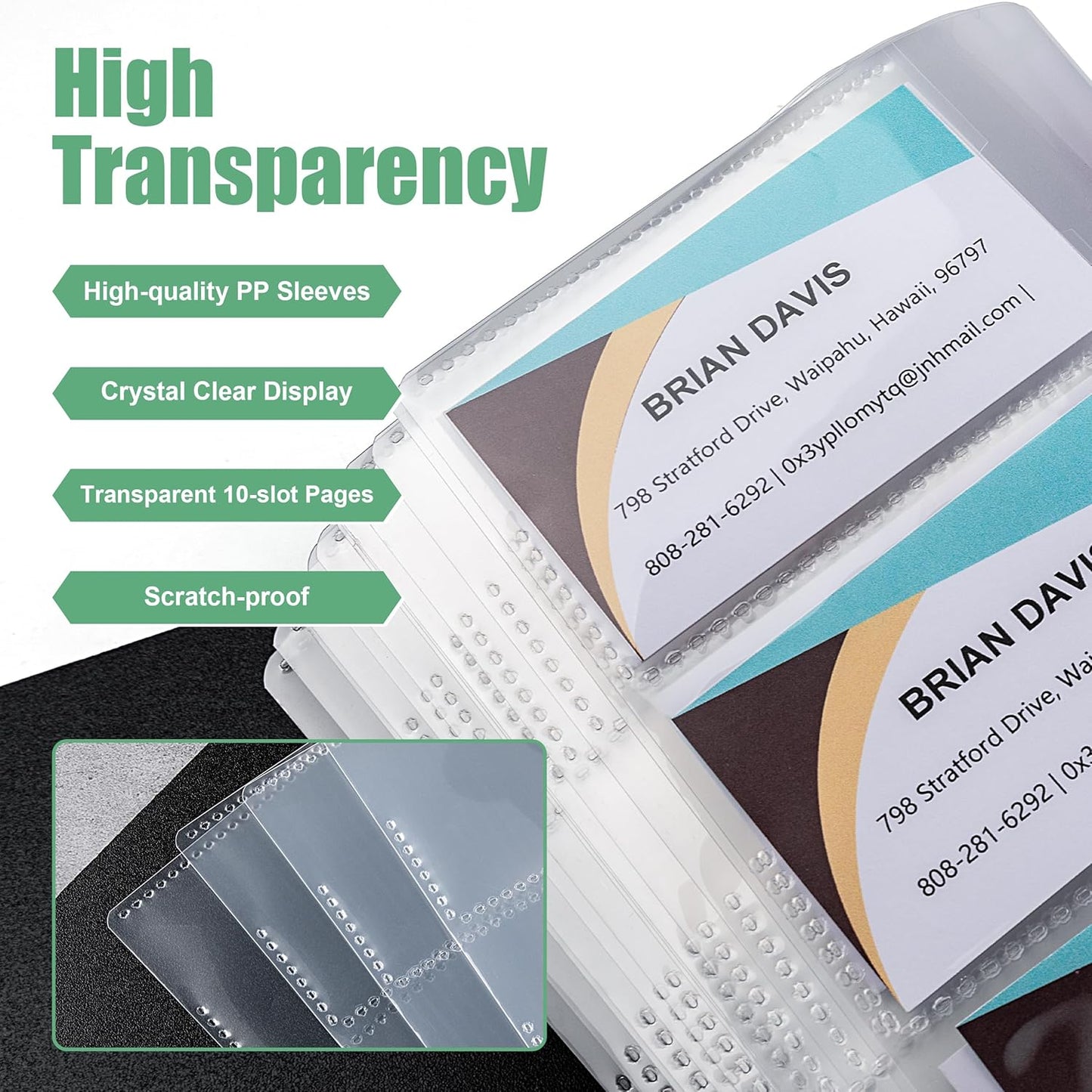 MyLifeUNIT Business Card Book, Name Card Holder Book with 600 Business Cards Capacity, Credit Card Book File Storage (Black)