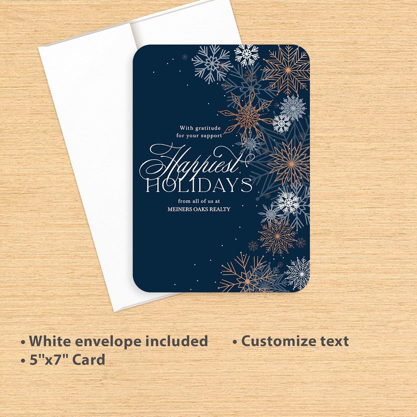 Let's Make Memories Personalized Business Christmas Cards with Envelopes - Premium Quality - 5x7-2025 Holiday Cards & White Envelopes - Shining Snowflakes - 15 ct
