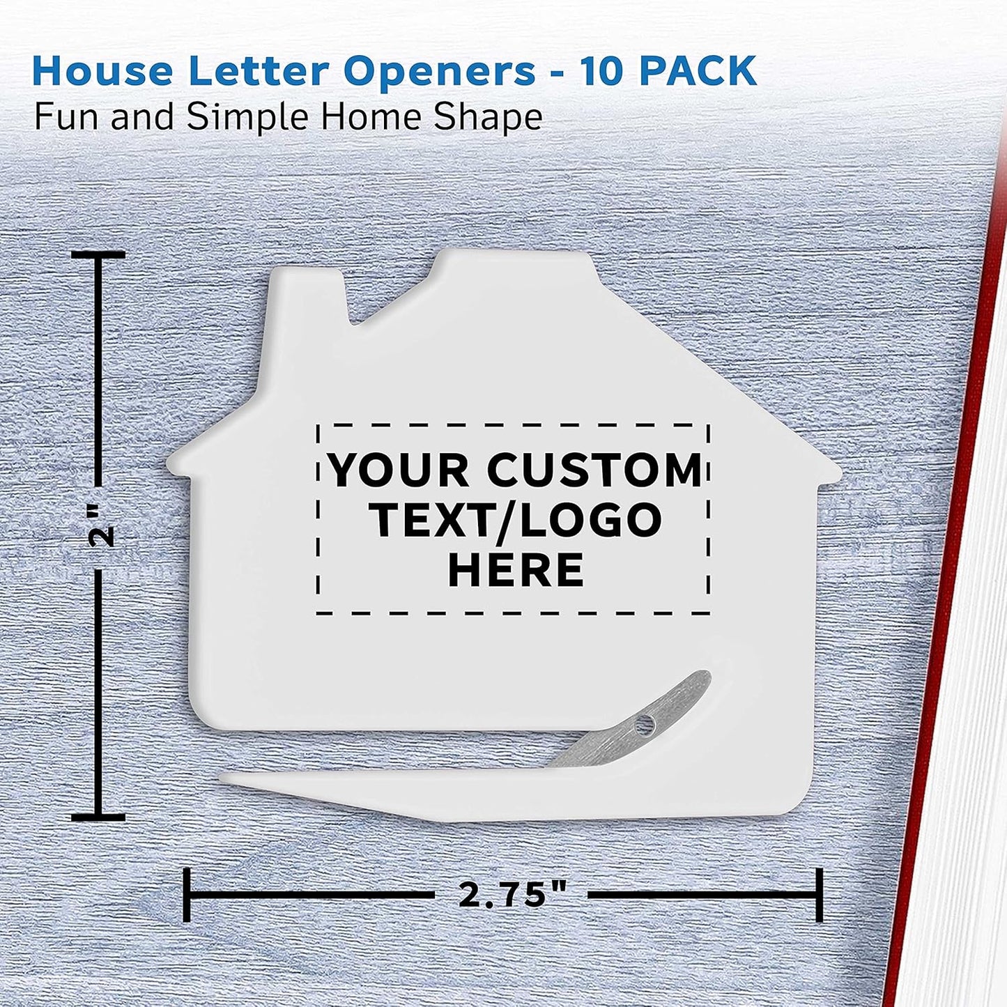 Custom House Letter Openers Set of 10, Personalized Bulk Pack - Perfect for Home or Office - White