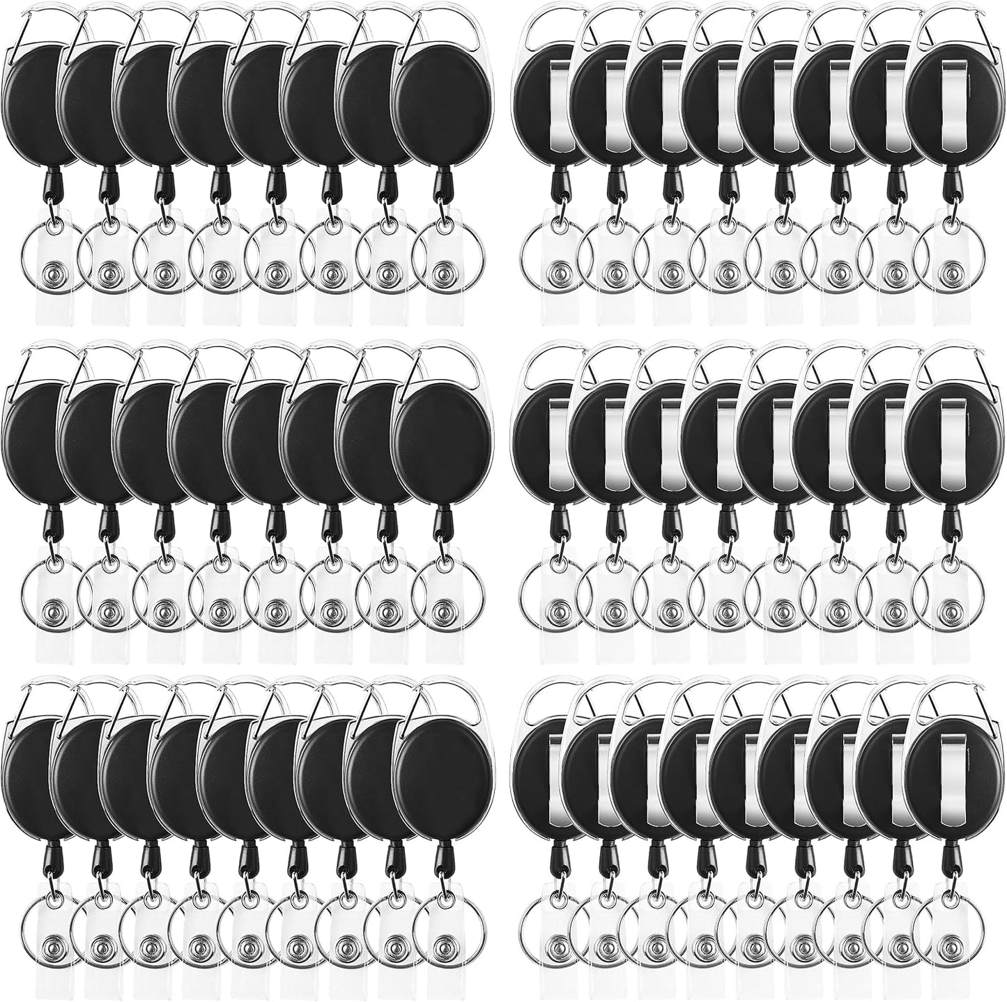 Simetufy 50Pcs Badge Holders, Heavy Duty Keychain, Retractable Badge Reels with Carabiner, Clips with 26" Cord, Key Ring
