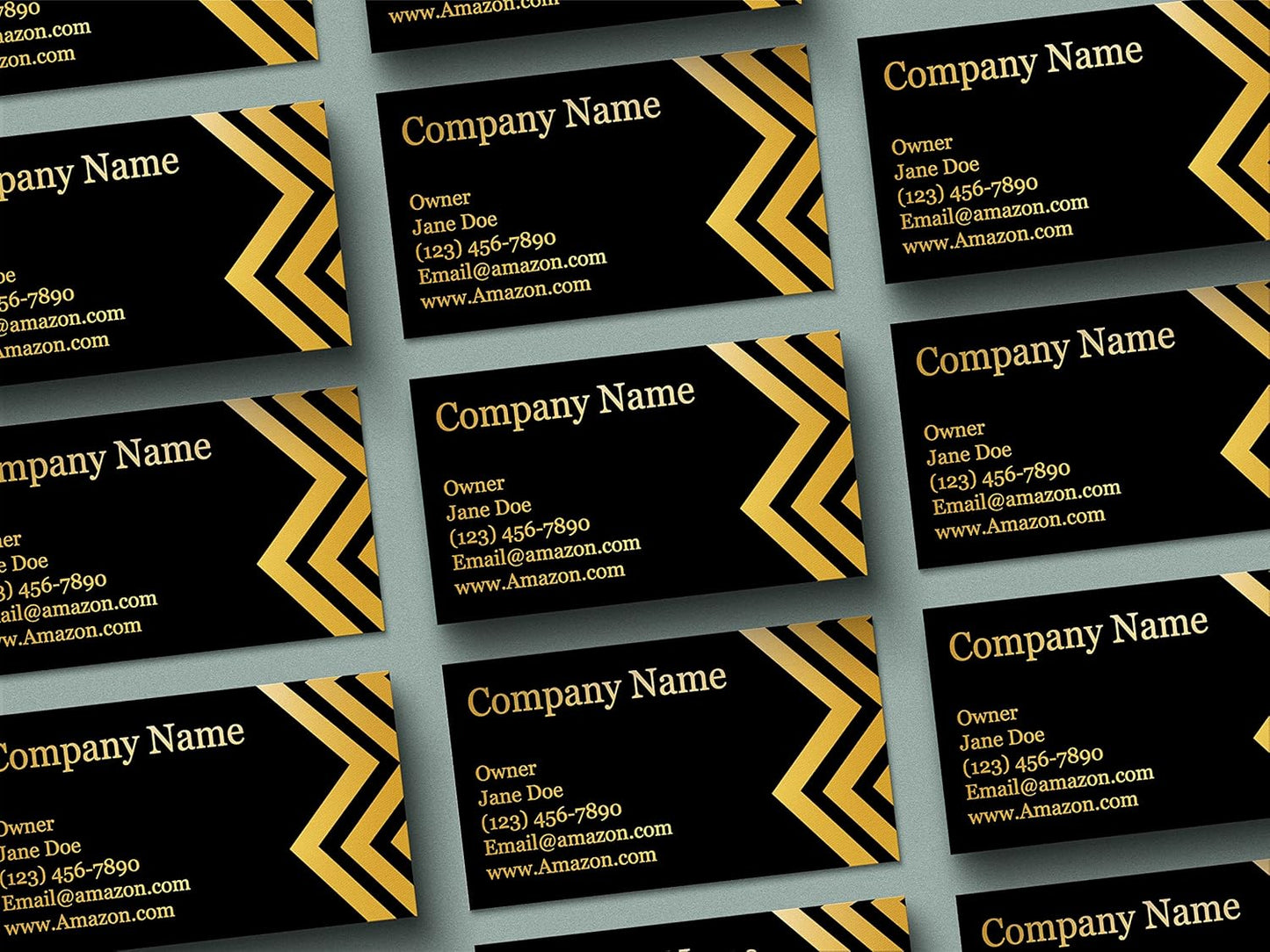 Personalized Gold Foil Black Business Cards 100 Pack - 3.5" x 2" Cards - 14 PT Thick Sturdy Cards - Unique Shiny Gold Foil - Made in the U.S.A. (Gold Zig Zag)