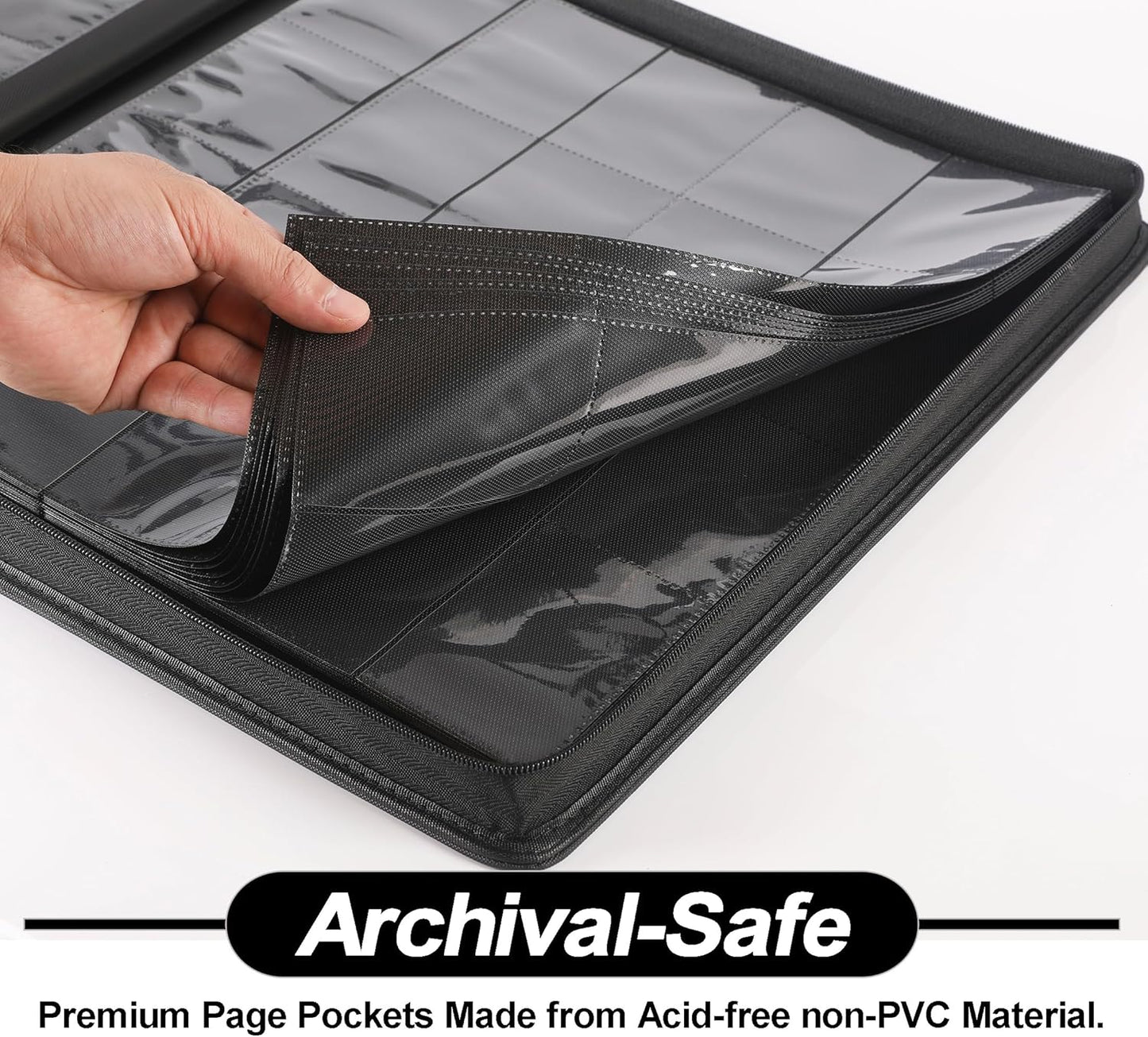 Premium 2000 Pocket Card Binder - 20 Pocket Trading Card Binder with Sleeves Fits 2000 Cards, Ringless Card Album for TCG - Model A，Classic Black